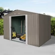 Kép 1/10 - RIWALL RMSA 8X10 BARNA - FÉM KERTI TÁROLÓ 3 X 2,4 M NYEREGTETŐVEL (BARNA)