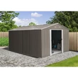 Kép 1/4 - RIWALL RMSA 12X10 BROWN - FÉM KERTI TÁROLÓ 3 X 3,7 M NYEREGTETŐVEL (BARNA)