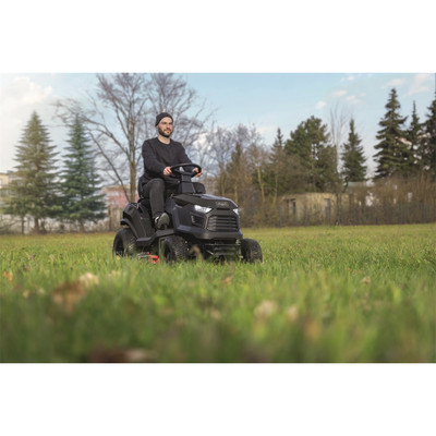 scheppach TMR 452-98H-RD - 98 CM-ES FŰNYÍRÓ TRAKTOR HÁTSÓ KIDOBÁSSAL ÉS HIDROSZTATIKUS SEBESSÉGVÁLTÓVAL