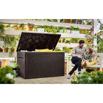 KETER JAVA BOX MŰRATTAN KERTI LÁDA 850L Barna
