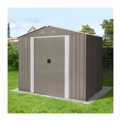 RIWALL RMSA 6X8 BROWN - FÉM KERTI TÁROLÓ 2,4 X 1,7 M NYEREGTETŐVEL (BARNA)