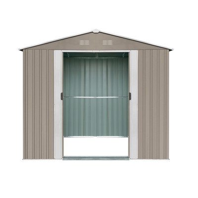 RIWALL RMSA 6X8 BROWN - FÉM KERTI TÁROLÓ 2,4 X 1,7 M NYEREGTETŐVEL (BARNA)