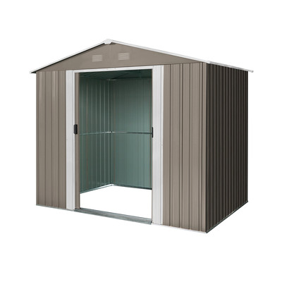RIWALL RMSA 6X8 BROWN - FÉM KERTI TÁROLÓ 2,4 X 1,7 M NYEREGTETŐVEL (BARNA)