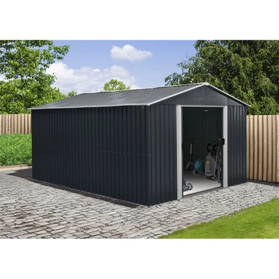 RIWALL RMSA 12X10 ANTHRACITE - FÉM KERTI TÁROLÓ 3 X 3,7 M NYEREGTETŐVEL (ANTRACIT)