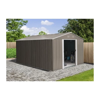 RIWALL RMSA 12X10 BROWN - FÉM KERTI TÁROLÓ 3 X 3,7 M NYEREGTETŐVEL (BARNA)